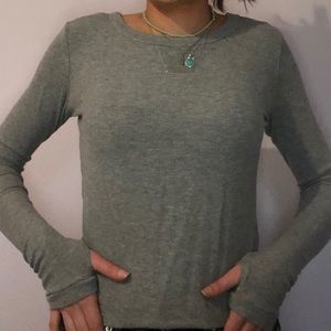 Brandy Melville Gray Thermal Long Sleeve Top